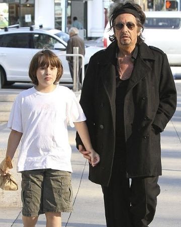 A picture of younger Anton James Pacino hanging around with his father, Al Pacino
